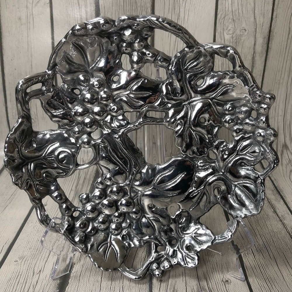 Arthur Court Metal Ware Grape Cutwork Art Plate
